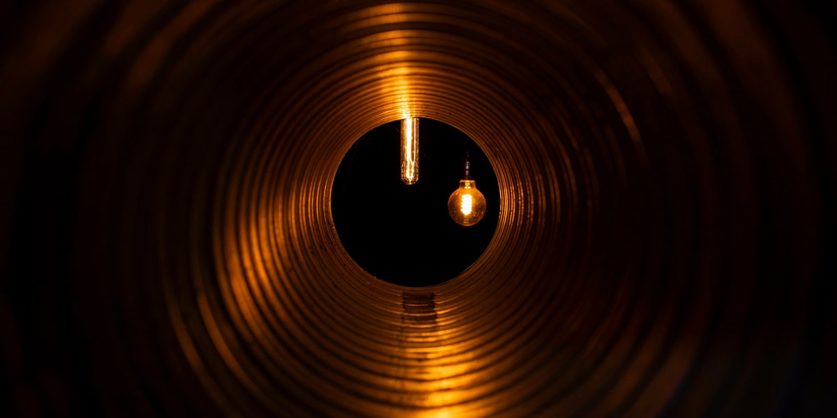 Ducting lit by a lightbulb