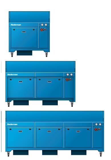 Image showing the 3 different Nederman FilterBench sizes